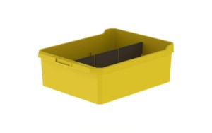 Yellow Shelf Bin with Center Divider