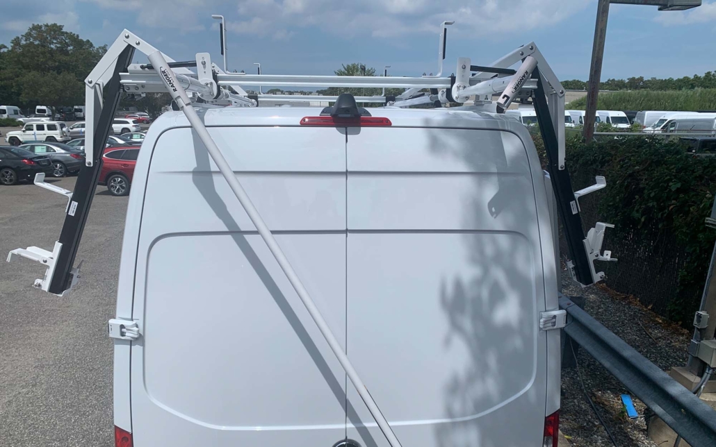 Double-Side Drop-Down Ladder Rack on a Sprinter HR