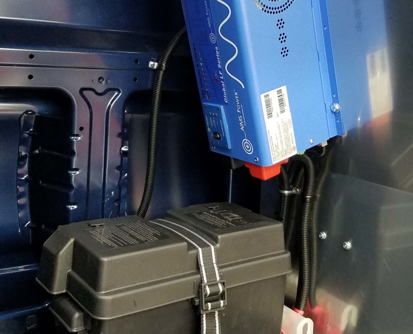 power inverter for vans, battery in a box
