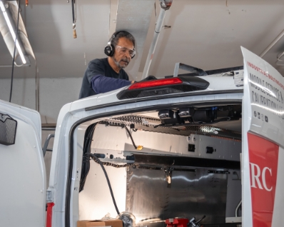 Male getting setup for On-Site Installation