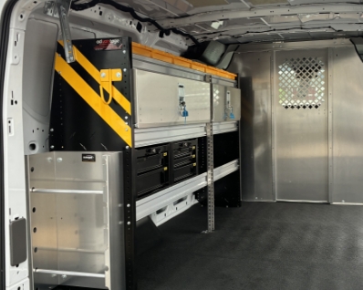 One side view of shelving fit