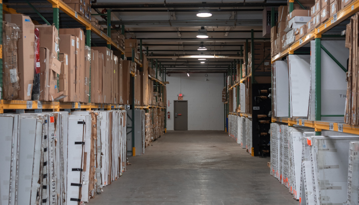 Advantage Outfitters warehouse showcasing product in-stock.